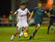 17 February 2015; Tom O'Halloran, University College Dublin, in action against Jake Corrigan, Maynooth University. Umbro CUFL Premier Division Final, University College Dublin v Maynooth University, Frank Cooke Park, Tolka Rovers, Dublin. Picture credit: Barry Cregg / SPORTSFILE