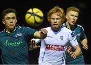 17 February 2015; Connor Cannon, University College Dublin, in action against John McKeown, left, and Stephen Dunne, Maynooth University. Umbro CUFL Premier Division Final, University College Dublin v Maynooth University, Frank Cooke Park, Tolka Rovers, Dublin. Picture credit: Barry Cregg / SPORTSFILE