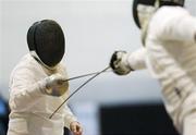 1 December 2007; Pa Fitzpatrick, Ireland, in action against Colm Flynn, Ireland. Irish Open Fencing Championships 2007, Mens Epee Individual, FIE Satellite/Coupe du Nord, Dublin City University, Glasnevin, Dublin. Picture credit: Matt Browne / SPORTSFILE