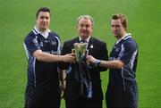 12 December 2007; GAA President Nickey Brennan with Cian Ward, DIT, left, Conor Mortimer, DCU, and the Sigerson Cup trophy at the 2008 Ulster Bank Sigerson Cup and Fitzgibbon Cup Draws. Croke Park, Dublin. Picture credit: Pat Murphy / SPORTSFILE  *** Local Caption ***