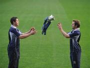 12 December 2007; Cian Ward, DIT, and Conor Mortimer, DCU, with the Sigerson Cup at the 2008 Ulster Bank Sigerson Cup and Fitzgibbon Cup Draws. Croke Park, Dublin. Picture credit: Pat Murphy / SPORTSFILE  *** Local Caption ***