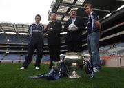 12 December 2007; GAA President Nickey Brennan with Sean Healy, Managing Director Retail Markets, Ulster Bank, Conor Mortimer, DCU, holding the Sigerson cup, left, and Joe Canning, LIT, holding the Fitzgibbon cup, at the 2008 Ulster Bank Sigerson Cup and Fitzgibbon Cup Draws. Croke Park, Dublin. Picture credit: Pat Murphy / SPORTSFILE  *** Local Caption ***