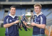 12 December 2007; Cian Ward, DIT, holding the Sigerson Cup, and Joe Canningt, LIT, holding the Fitzgibbon Cup, at the 2008 Ulster Bank Sigerson Cup and Fitzgibbon Cup Draws. Croke Park, Dublin. Picture credit: Pat Murphy / SPORTSFILE  *** Local Caption ***