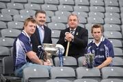 12 December 2007; GAA President Nickey Brennan with Sean Healy, Managing Director Retail Markets, Ulster Bank,  Conor Mortimer, DCU, holding the Sigerson cup, right, and Joe Canning, LIT, holding the Fitzgibbon cup, left, at the 2008 Ulster Bank Sigerson Cup and Fitzgibbon Cup Draws. Croke Park, Dublin. Picture credit: Pat Murphy / SPORTSFILE  *** Local Caption ***