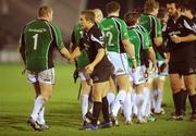 16 December 2007; Jonny Wilkinson, Newcastle Falcons, commiserates with Connacht's Brett Wilkinson after the game. European Challenge Cup, Pool 3, Round 4, Newcastle Falcons v Connacht, Kingston Park, Newcastle, England. Picture credit; Brendan Moran / SPORTSFILE *** Local Caption ***