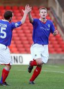 22 December 2007; Linfield's Peter Thompson celebrates after scoring his side's opening goal. Carnegie Premier League, Cliftonville v Glentoran, Windsor Park, Belfast, Co. Antrim. Picture credit: Gerard Smyth / SPORTSFILE