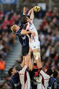 26 December 2007; Ryan Caldwell, Ulster, wins possession in the line-out against Leo Cullen, Leinster. Magners League, Leinster v Ulster, RDS, Ballsbridge, Dublin. Picture credit: Pat Murphy / SPORTSFILE