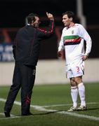 26 December 2007; Glentoran manager Alan McDonald issues instructions to Kyle Neill on the sideline. Carnegie Premier League, Glentoran v Linfield, The Oval, Belfast, Co. Antrim. Picture credit: Oliver McVeigh / SPORTSFILE