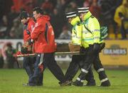 27 December 2007; Munster's Ian Dowling leaves the pitch on a stretcher late in the game. Magners League, Munster v Connacht, Musgrave Park, Cork. Picture credit; Brendan Moran / SPORTSFILE