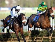 28 December 2007; Major Sensation, right, with David Casey up, on their way to winning the Mongey Communications Novice Handicap Hurdle, ahead of eventual fourth Agamard, with Andrew Lynch up. Leopardstown Racecourse, Leopardstown, Dublin. Photo by Sportsfile
