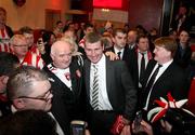28 December 2007; The newly appointed Derry City manager Stephen Kenny with fans after a press conference to re-introduce him to the club. Delacroix Lounge, Derry. Picture credit: Oliver McVeigh / SPORTSFILE