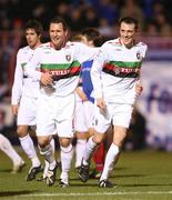 26 December 2007; Glentoran's Michael Halliday, left, and team-mate Rory Hamill celebrate after the game. Carnegie Premier League, Glentoran v Linfield, The Oval, Belfast, Co. Antrim. Picture credit: Oliver McVeigh / SPORTSFILE