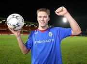 29 December 2007; Linfield's Peter Thompson pictured with the match ball after scoring a hat-trick. Carnegie Premier League, Linfield v Crusaders, Windsor Park, Belfast, Co. Antrim. Picture credit; Oliver McVeigh / SPORTSFILE