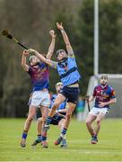 18 February 2015; John McGrath, UL, in action against Jack O'Connor, UCD. Independent.ie Fitzgibbon Cup Quarter-Final, UL v UCD. University of Limerick, Limerick. Picture credit: Diarmuid Greene / SPORTSFILE
