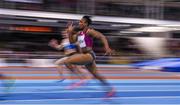 18 February 2015; Carmelita Jeter of the USA competes in the heat of the JJ Rhatigan women's 60m event during the AIT International Arena Grand Prix. Athlone Institute of Technology International Arena, Athlone, Co. Westmeath. Picture credit: Stephen McCarthy / SPORTSFILE