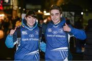 20 February 2015; Leinster supporters Georgia McGarry, from Greystones, Co. Wicklow, and Jack Hannon, from Bray, Co. Wicklow, at the game. Guinness PRO12, Round 15, Leinster v Zebre. RDS, Ballsbridge, Dublin. Picture credit: Pat Murphy / SPORTSFILE
