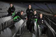18 December 2007; The Irish junior national handball team, sponsored by O'B Sport, from left, Diarmaid Nash, Clare, Eoghan Hennesy, Kilkenny, Leona Doolin, Roscommon, Catriona Casey, Cork, and Aisling Reilly, Belfast, at a photocall prior to their departure for the 2007 USHA Junior Handball Nationals, which will be taking place from the 27th December to the 30th December, in Tucson, Arizona, USA. In addition to the above named squad is Kilkenny U-21 and Senior hurler Richie Hogan. Croke Park, Dublin. Picture credit: Pat Murphy / SPORTSFILE  *** Local Caption ***