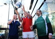 17 December 2007; Leinster captain Brian Collins, left, Munster captain Alan Guiry, centre, and John Bruder, Managing Director, Treasury Holdings, at a photocall ahead of the Irish Colleges 'Treasury Holdings' Interprovincial Final, which will be held at Monkstown R.F.C on Tuesday the 18 December 2007. Treasury Holdings will sponsor Irish Colleges rugby for the next five years. Treasury Holdings, Connaught House, Burlington Road, Dublin. Picture credit: David Maher / SPORTSFILE