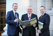 19 December 2007; An Taoiseach Bertie Ahern, T.D, with  Sean Kelly, right, Executive Chairman of the Institute, and Prof. Greg Whyte, pictured at the announcement of the Irish Institute of Sport's inaugural conference; 'New Horizons in Elite Irish Sport', which takes place on the 11th and 12th of January 2008 in Croke Park. The invited audience of service providers to Ireland's elite athletes will hear from expert speakers on sports science, medicine and coaching and will be presented with the findings of the Institute's first research study commissioned to investigate the experience of elite Irish athletes. Department of the Taoiseach, Government Buildings, Upper Merrion Street, Dublin. Picture credit: David Maher / SPORTSFILE