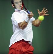 31 December 2007; James McGee in action during his match against Colin O'Brien. David Lloyd Riverview National Indoor Tennis Championships 2007, Men's Singles Final, James McGee.v.Colin O'Brien, David Lloyd Riverview, Clonskeagh, Dublin. Picture credit: David Maher / SPORTSFILE