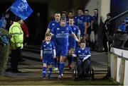 20 February 2015; Leinster matchday mascots Matty Keane and Patrick Cassidy with Leinster captain Shane Jennings. Guinness PRO12, Round 15, Leinster v Zebre. RDS, Ballsbridge, Dublin. Picture credit: Stephen McCarthy / SPORTSFILE