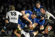 20 February 2015; Jack Conan, Leinster, is tackled by Zebre players, from left, Mirco Bergamasco, Edoardo Padovani and Jacopo Sarto. Guinness PRO12, Round 15, Leinster v Zebre. RDS, Ballsbridge, Dublin. Picture credit: Stephen McCarthy / SPORTSFILE