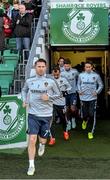 21 February 2015;  Robbie Keane, LA Galaxy, runs out with his teammates before the start of the game. Pre-Season Friendly, Shamrock Rovers v LA Galaxy, Tallaght Stadium, Tallaght, Co. Dublin. Picture credit: David Maher / SPORTSFILE