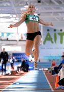 21 February 2015; Kelly Proper, Ferrybank AC, on her way to winning the Women's Long Jump event during Day 1 of the GloHealth Senior Indoor Championships. Athlone International Arena, Athlone, Co.Westmeath. Picture credit: Pat Murphy / SPORTSFILE