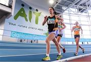 21 February 2015; Veronica Burke, Ballinasloe and District AC, on her way to winning the Women's 3,000m Walk event during Day 1 of the GloHealth Senior Indoor Championships. Athlone International Arena, Athlone, Co.Westmeath. Picture credit: Pat Murphy / SPORTSFILE