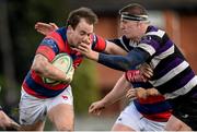 21 February 2015; Evan Ryan, Clontarf, is tackled by John Dever, Terenure College. Ulster Bank League Division 1A, Clontarf v Terenure College, Castle Avenue, Clontarf, Co. Dublin. Picture credit: Cody Glenn / SPORTSFILE