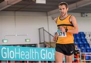 21 February 2015; Alex Wright, Leevale AC, on his way to winning the Men's 5,000m Walk during Day 1 of the GloHealth Senior Indoor Championships. Athlone International Arena, Athlone, Co.Westmeath. Picture credit: Pat Murphy / SPORTSFILE