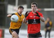 21 February 2015; David Harrington, UCC, in action against Jack Smith, DCU. Independent.ie Sigerson Cup Final, UCC v DCU. The Mardyke, Cork. Picture credit: Diarmuid Greene / SPORTSFILE