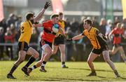 21 February 2015; Paul Geaney, UCC, in action against Colm Begley, left, and Conor Boyle, DCU. Independent.ie Sigerson Cup Final, UCC v DCU. The Mardyke, Cork. Picture credit: Diarmuid Greene / SPORTSFILE