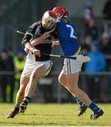 21 February 2015; Ciaran Cormack, St Francis College, in action against Dillon Quirke, Thurles CBS. Dr. Harty Cup Final, Thurles CBS v St Francis College, Rochestown. Mallow GAA Complex, Mallow, Co. Cork. Picture credit: Piaras Ó Mídheach / SPORTSFILE