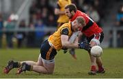 21 February 2015; Conor McGraynor, DCU, in action against Padraig O'Connor, UCC. Independent.ie Sigerson Cup Final, UCC v DCU. The Mardyke, Cork. Picture credit: Diarmuid Greene / SPORTSFILE