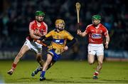 21 February 2015; Colm Galvin, Clare, in action against Seamus Harnedy, left, and Daniel Kearney, Cork. Allianz Hurling League Division 1A, round 2, Cork v Clare, Páirc Uí Rinn, Cork. Picture credit: Diarmuid Greene / SPORTSFILE