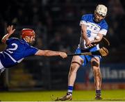 21 February 2015; Shane Bennett, Waterford, shoots to score his side's first goal despite the attention of John A Delaney, Laois. Allianz Hurling League Division 1B, Round 2, Waterford v Laois. Fraher Field, Dungarvan, Co. Waterford. Picture credit: Stephen McCarthy / SPORTSFILE