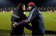 21 February 2015; Clare manager Davy Fitzgerald and Cork manager Jimmy Barry Murphy exchange a handshake after the game. Allianz Hurling League Division 1A, round 2, Cork v Clare, Páirc Uí Rinn, Cork. Picture credit: Diarmuid Greene / SPORTSFILE