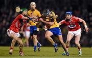 21 February 2015; Brendan Bugler, Clare, in action against Seamus Harnedy, left, and Patrick Horgan, Cork. Allianz Hurling League Division 1A, round 2, Cork v Clare, Páirc Uí Rinn, Cork. Picture credit: Diarmuid Greene / SPORTSFILE