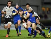 20 February 2015; Gordon D'Arcy, Leinster, is tackled by Oliviero Fabiani, left, and Dion Berryman, Zebre. Guinness PRO12, Round 15, Leinster v Zebre. RDS, Ballsbridge, Dublin. Picture credit: Pat Murphy / SPORTSFILE