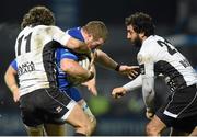 20 February 2015; Sean Cronin, Leinster, is tackled by Michele Visentin, left, and Alberto Chillon, Zebre. Guinness PRO12, Round 15, Leinster v Zebre. RDS, Ballsbridge, Dublin. Picture credit: Pat Murphy / SPORTSFILE