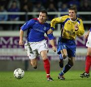 6 November 2007; Damien Curran, Linfield, in action against Joe McDonnell, Newry City. CIS Insurance Cup semi-final, Linfield v Newry City, Mourneview Park, Lurgan, Co. Armagh. Picture credit; Oliver McVeigh / SPORTSFILE