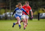 22 February 2015; Laura McEneaney, Monaghan, in action against Annie Walsh, Cork. TESCO HomeGrown Ladies National Football League, Division 1, Round 3, Monaghan v Cork,  Blackhill Emeralds GAC, Castleblayney, Co. Monaghan. Picture credit: Brendan Moran / SPORTSFILE
