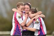 22 February 2015; Aisling Frawley, Wexford Youths, celebrates after scoring her second goal against Raheny United with team-mates Becky Cassin, left, and Claire O'Riordan. Continental Tyres Women's National League, Wexford Youths v Raheny United, Ferrycarraig Park, Wexford. Picture credit: Matt Browne / SPORTSFILE