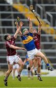22 February 2015; Noe McGrath, Tipperary, in action against Aidan Harte, left, and Kevin Hynes, Galway. Allianz Hurling League, Division 1A, Round 2, Tipperary v Galway. Semple Stadium, Thurles, Co. Tipperary. Picture credit: Piaras Ó Mídheach / SPORTSFILE