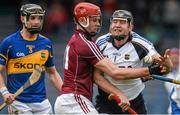 22 February 2015; Darren Gleeson, Tipperary, supported by team-mate Paul Curran, in action against Jonathan Glynn, Galway. Allianz Hurling League, Division 1A, Round 2, Tipperary v Galway. Semple Stadium, Thurles, Co. Tipperary. Picture credit: Piaras Ó Mídheach / SPORTSFILE