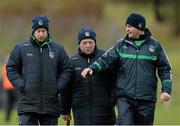 22 February 2015; TJ Ryan, Limerick manager, right, along selectors Paul Beary, left  and Mark Lyons. Allianz Hurling League, Division 1B, Round 2, Antrim v Limerick, Ballycastle, Co. Antrim. Picture credit: Oliver McVeigh / SPORTSFILE