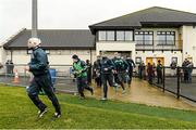 22 February 2015; The Limerick squad make their way out for the pre-match warm-up. Allianz Hurling League, Division 1B, Round 2, Antrim v Limerick, Ballycastle, Co. Antrim. Picture credit: Oliver McVeigh / SPORTSFILE