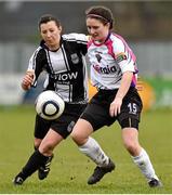 22 February 2015; Aisling Frawley, Wexford Youths, in action against Clare Conlon, Raheny United. Continental Tyres Women's National League, Wexford Youths v Raheny United, Ferrycarraig Park, Wexford. Picture credit: Matt Browne / SPORTSFILE