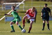 23 February 2015; Rachel Baynes, Republic of Ireland, in action against Karen Homgaard, Denmark. UEFA U16 Women's Development Tournament, Republic of Ireland v Denmark. Gannon Park, Malahide, Co. Dublin. Picture credit: David Maher / SPORTSFILE